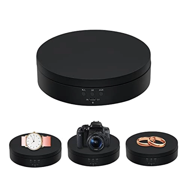 Mcbazel 360 Degree Rotating Display Stand for Photography Electric Rotating Turntable Motorized Rotating Stand Display Table-3 KG Load for Display Jewelry,Watch, Digital Product - 5.4 Inch(Black)
