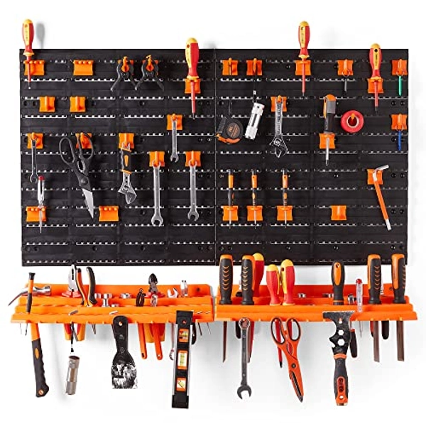 VonHaus Garage Tool Storage with Shelf & Pegboard For Multiple Tools, Garden Tool Rack for Easy Access to 50+ Tools and Accessories, Tool Board For All You Need For Gardening & DIY