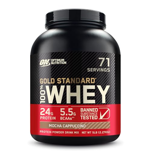 Optimum Nutrition Gold Standard 100% Whey Protein Powder, Mocha Cappuccino, 5 Pound (Packaging May Vary) - Mocha Cappuccino - 71 Servings (Pack of 1)