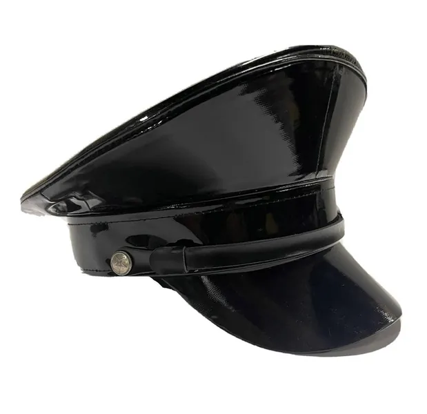 Black PVC Military hat