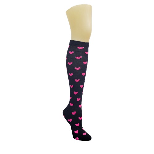 Heart Patterned Knee High Socks from the Sock Panda (Knee High) - Black / Adult Medium