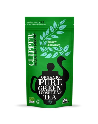 Clipper Tea Organic Pure Green Loose Leaf Tea 80 Grams (Set of 6)