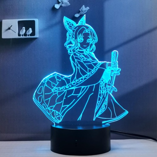 Kochou Shinobu 3D Illusion LED Anime Lamp Neon Night Light 16 Colors RGB Remote Room Decor for Girl - Kochou Shinobu