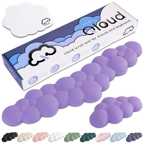 Create-ables Qloud Cloud Wrist Rest Keyboard Wrist Rest for Computer Keyboard Pad, Cloud Keyboard Wrist Rest, Wrist Pad for Keyboard, Memory Foam, Non Slip Base, Comes with Mouse Pad - Lilac Purple - Lilac Purple