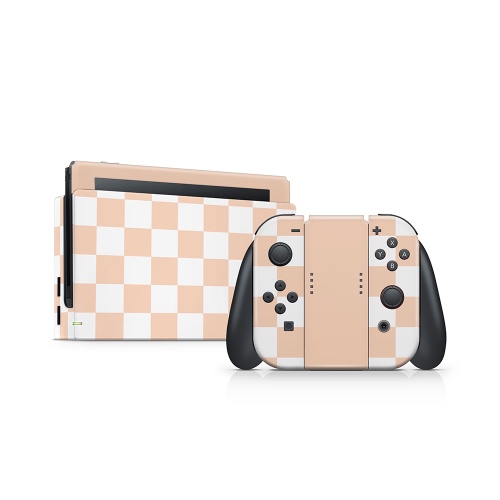 Peach Checkered Nintendo Switch Skin - Console + Joy-Cons