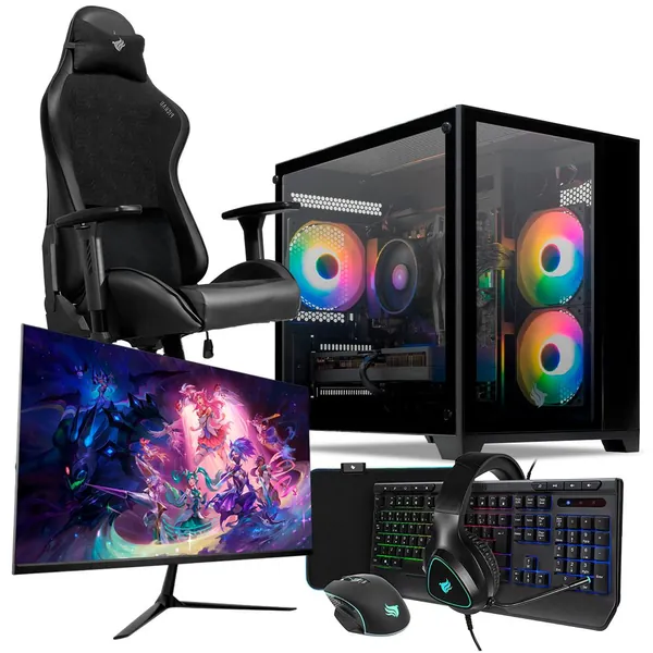 PC Completo Pichau Gamer Juno III, Intel I5-12400F, GeForce RTX 4060 8GB, 16GB DDR4, SSD M.2 480GB + Monitor + Cadeira + Kit Periféricos