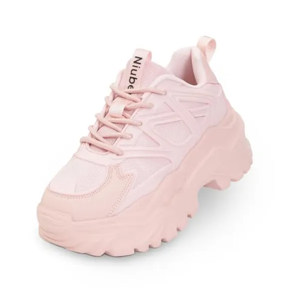 Niluber Chunky Sneakers for Women Platform White Mesh Dad Walking Shoes Comfortable Breathable Casual Fashion Running Shoes