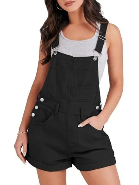 ANRABESS Womens Overalls Shorts Denim Romper Summer Loose Fit Adjustable Strap Bib Jeans Jumpsuits Shortalls 2024 Outfits