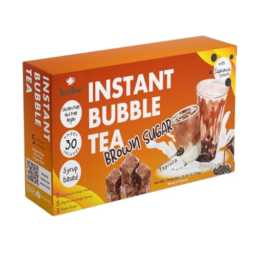 Tealise Instant Marbling Bubble Tea Kit DIY Boba/Bubble Tea Ready in 30 Seconds 5 Serving (Brown Sugar) - Brown Sugar