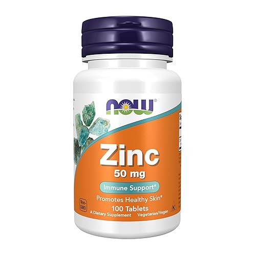 NOW Foods Supplements, Zinc (Zinc Gluconate) 50 mg, Supports Enzyme Functions*, Immune Support*, 100 Tablets - 100 Count (Pack of 1)