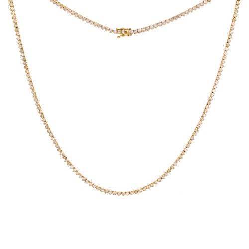 5 Carat Three Prong Diamond Necklace 14K - 14K Gold / 17"