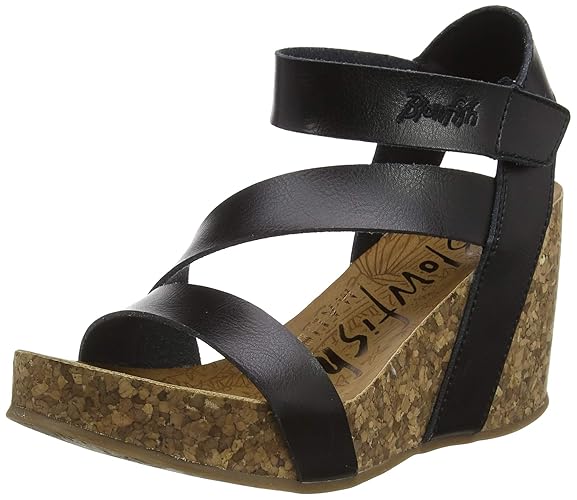 Blowfish Malibu womens Hapuku Wedge Sandal - 7 - Black Dyecut