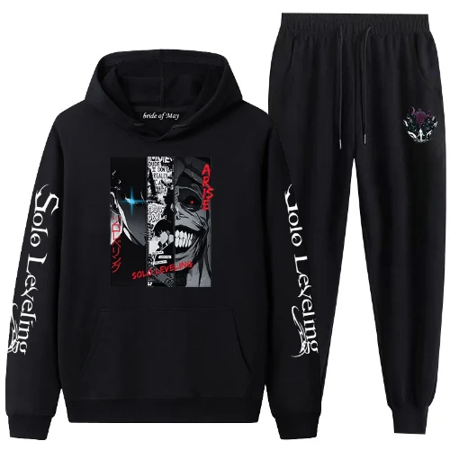 Japanese anime I upgrade solo leveling alone cross-border couple hoodie   leggings   hooded set for men and women - AliExpress 
