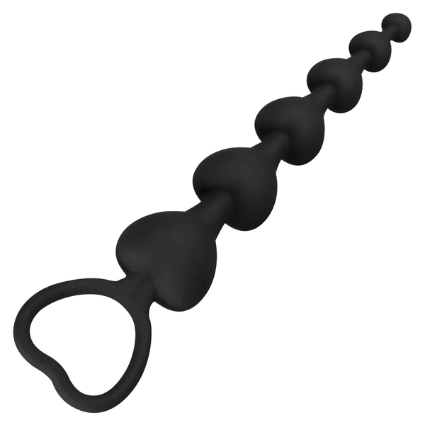 DUKESTON Analkulor 18,7 cm Lång med 6 Anal Pärlor Butt Plug Medelstor Pärla ø 32 mm Anal Sex Toy Medium Prostata Leksak Intim Leksaker för Kvinnor och Män (Silikon, Svart)