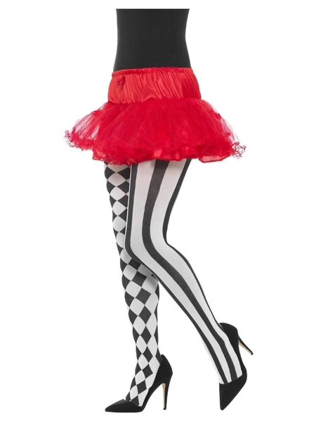 Harlequin Tights, White & Black