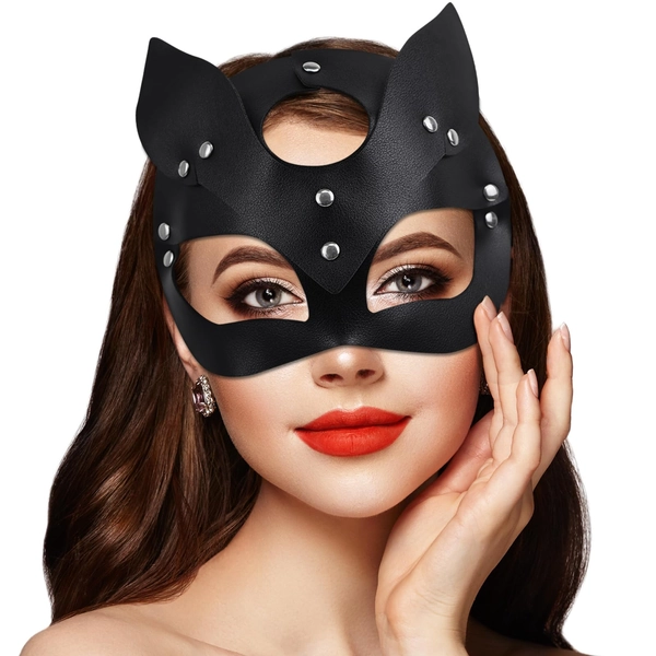 Takmor Catwoman mask, kattmask katt kvinnor mask maskerad mask rävmask lädermask alla hjärtans dag-gåvor till honom av maskerad halloween jul kostym fest nattklubb