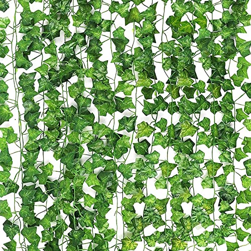 Newaner Lierre Artificiel Guirlande Chambre, 12 Pièces 26.4m Faux Lierre, Lieres Artificielles Decoration pour Cuisine, Patio, Balançoire, Mariage, Bureau, Fête, Noël, Décoration d'halloween, Vert