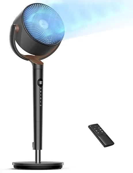 Dreo Fan for Bedroom, 120° Oscillating Standing Fan, Quiet Floor Fan with DC Motor, Pedestal Fan for Room, 8 Speeds, 3 modes, 20dB, 120° Manual Vertical, 35-40" Adjustable Height, 8H Timer, Black - Standard - 40inch - Black