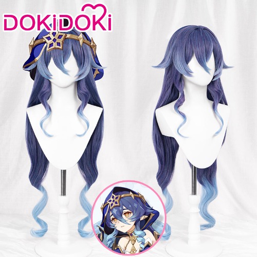【Ready For Ship】DokiDoki Game Genshin Impact Layla Cosplay Wig Sumeru Long Curly Purple