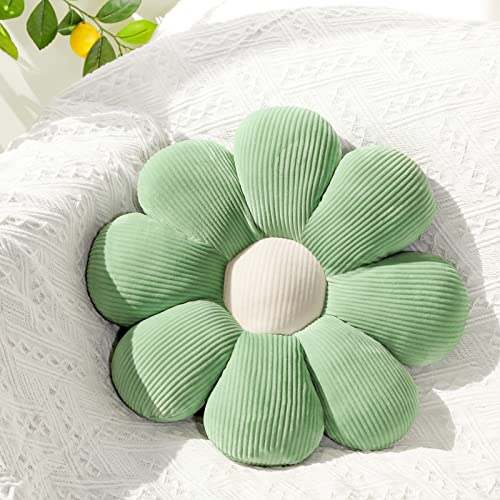 Mepherl Flower Pillow,Daisy Pillow Flower Shaped Throw Pillow,Cute Pillows Flower Cushion,Flower Floor Pillow Seating Cushion Room Decor Pillow for Bed,Sofa,Couch(23.6",Green) - Green - 23.6inchs
