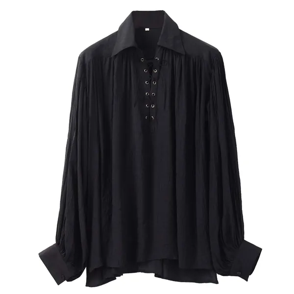 GRACEART Renaissance Men's OR Women's Pirate Shirt Medieval Costume Cotton - Small D-black02 Without Belt