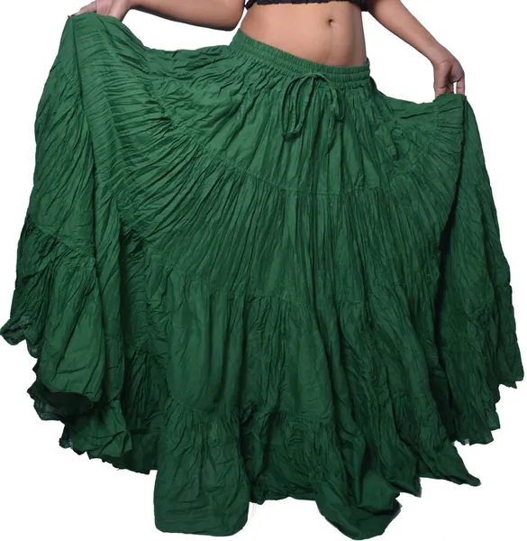 Wevez Women's Belly Dance Cotton 12 Yard Skirt - Green