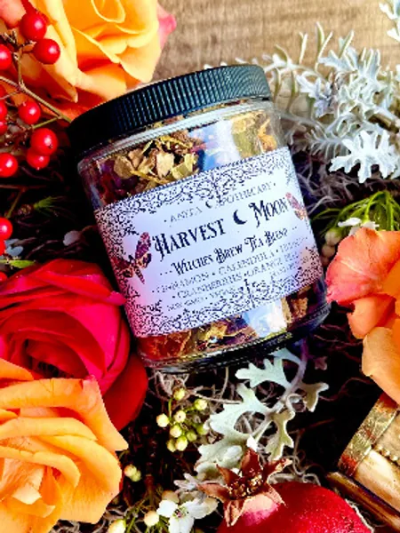 Harvest Moon Witches Tea- Anita Apothecary, Witches Tea brew, Herbal tea, loose leaf tea, witchy tea, cottagecore aesthetic, cottagecore tea