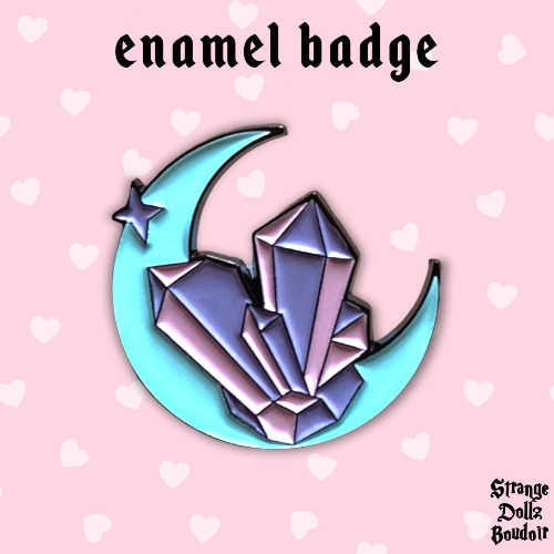 Witchy Crystals Celestial enamel badge pin, pastel goth, Strange Dollz Boudoir