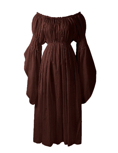 ReminisceBoutique Renaissance Medieval Costume Pirate Faire Celtic Chemise Under Dress - One Size - Brown