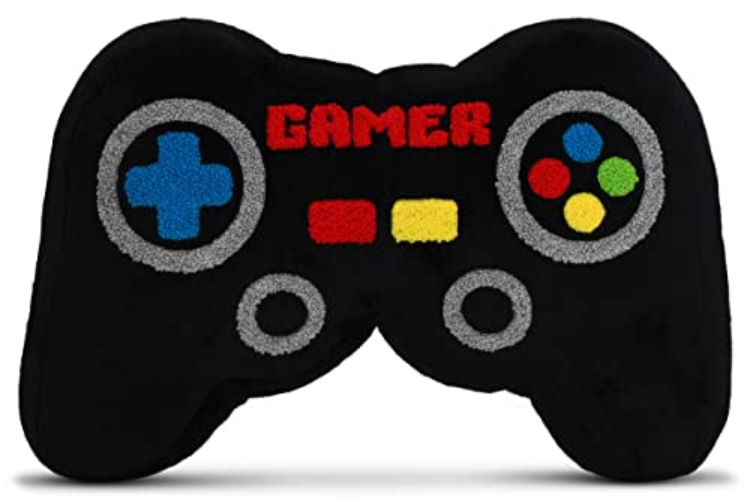iscream Soft 3D Plush Video Game Controller Shaped 12.5" x 8" Chenille Accent Pillow - Video Game Control