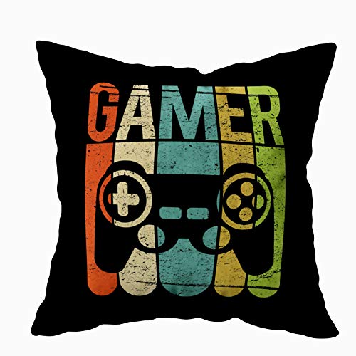 TOMKEY Hidden Zippered Pillowcase Gamer Game Controller 18X18Inch,Decorative Throw Custom Cotton Pillow Case Cushion Cover for Home Sofas,bedrooms,Offices,and More - 18X18 - Multi 1