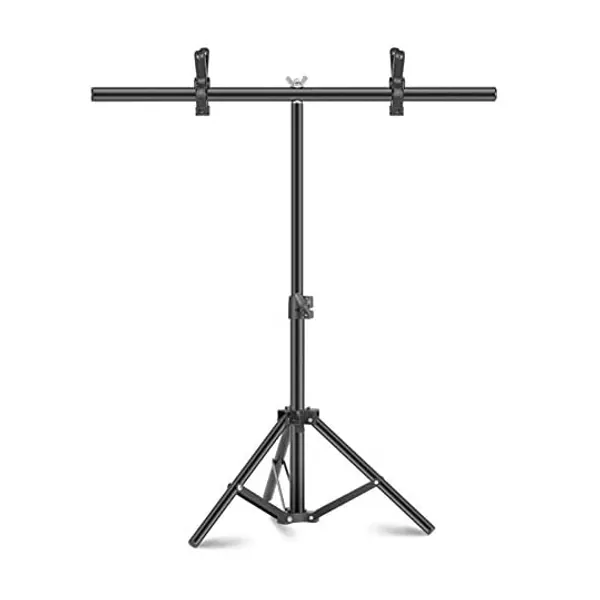 
                            Neewer 60x70cm T-Shape Backdrop Support Stand: 15-27.6 inches Height Adjustable Tripod Stand and 24 inches Width Crossbar with 2 Packs Heavy Duty Background Clamps for Photo Studio or Video Photography
                        