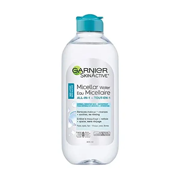 
                            Garnier Micellar Cleansing Water, All-In One Waterproof Makeup Remover + Face Cleanser, Hypoallergenic, All Skin Types Even Sensitive Skin, 400mL
                        