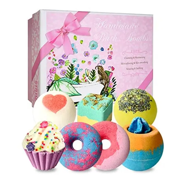 
                            STNTUS Bath Bombs, 7 Natural Bathbombs Gift Set, Bubble Bath Bomb for Women Kids, Shea Butter Moisturize, Gifts for Mom Her Girlfriend, Mothers Day Gifts, for Birthday Valentines Anniversary Christmas
                        