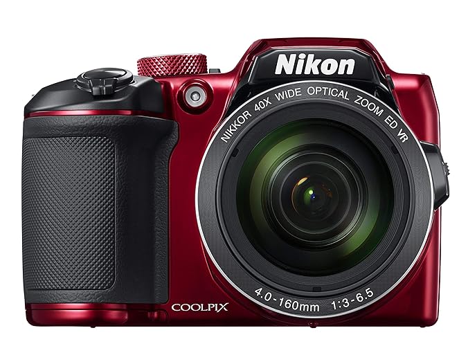 Nikon COOLPIX B500 16MP Digital Camera with 3 Inch TFT LCD Screen Nikkor Lens With 40x optical zoom wifi, Red (Renewed) - Red