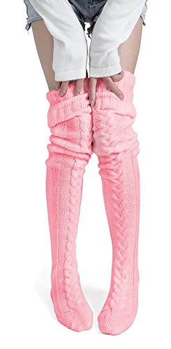 Pink knit thigh highs