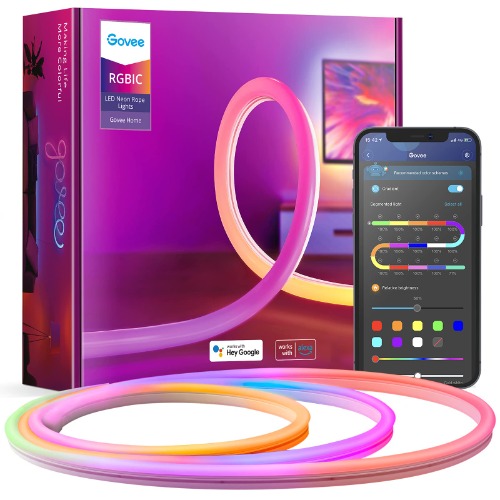 Govee Neon LED Strip Lights 3M, RGBIC DIY Neon Light with WiFi APP Control, Work with Alexa, Segmentable Colour Changing LED Lights for Bedroom, Wall, Game