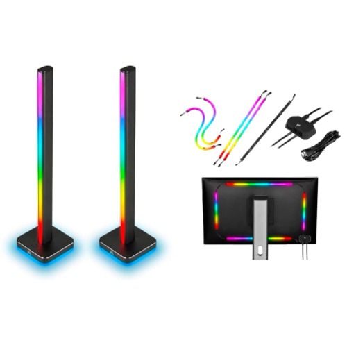 Corsair iCUE LT100 Smart Lighting Towers Starter Kit Black & iCUE LS100 Smart Lighting Strip Starter Kit Includes 2 x 450 mm Strips, 2 x 250 mm Strips and Lighting Controller
