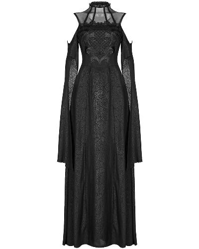 Punk Rave Baroque Gothic Lace Applique Maxi Dress | L - UK Womens Size 12