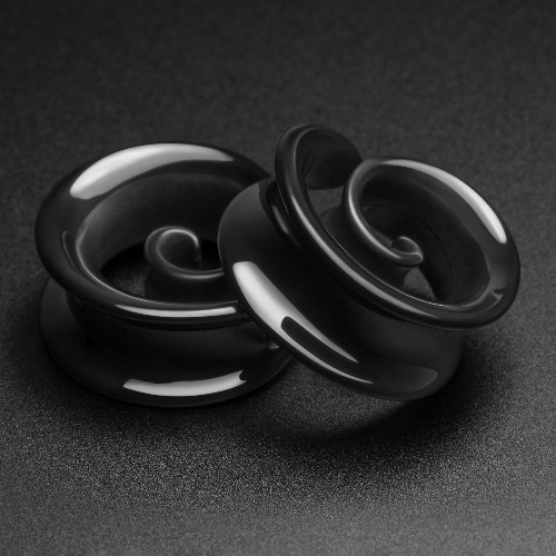 Spiral Black PVD Saddle Ear Weight | 25mm (1") / Pair