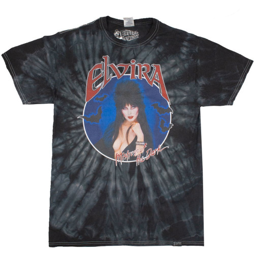 Elvira Bat Circle Black Tie Dye T-shirt | Large