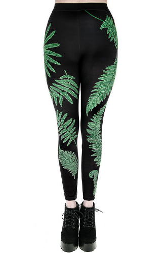 Fern leggings, green leaves trousers for forest witch