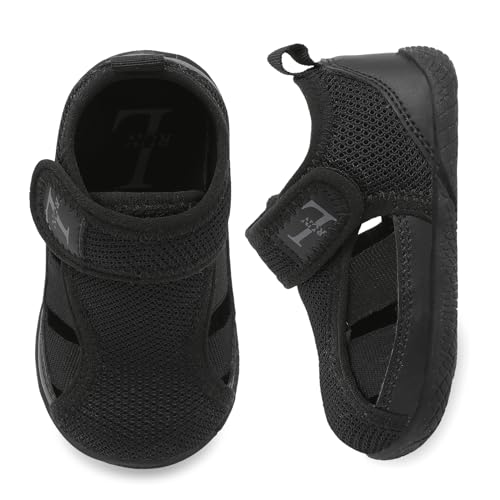 L-RUN Toddler Shoes Barefoot Kids Sneakers Wide Minimalist Boys Girls Summer Footwear for Indoor Outdoor Walking Running - 8-8.5 Toddler - Black