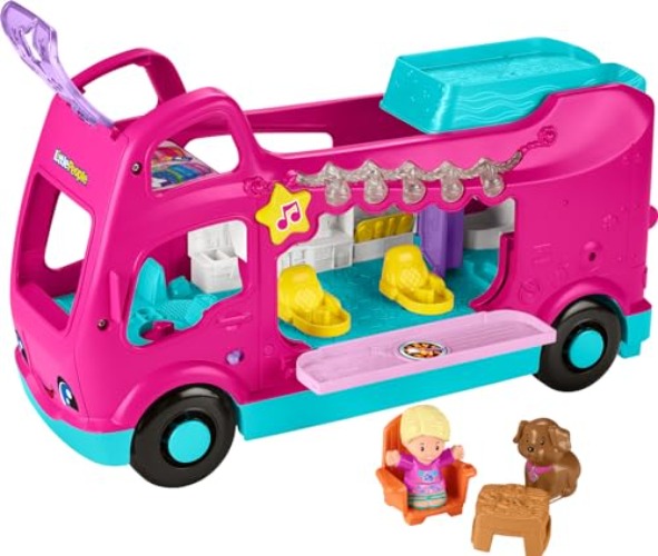 Fisher-Price Little People Toddler Toy Little Dreamcamper RV with Music & Lights for Pretend Play Kids Ages 18+ Months