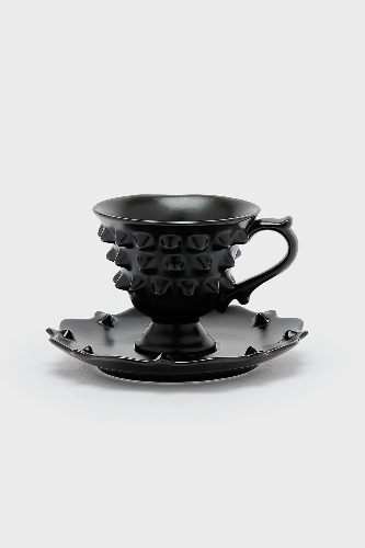 Punktorian Teacup & Saucer - One Size / Black / 100% Stoneware