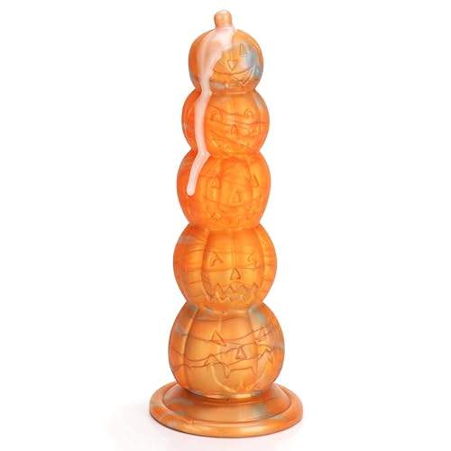 Fantasy Monster Dildo, Anal Dildo Anal Beads for Men, 7.87 Inch Silicone Knot Dildo with Suction Cup, Realistic Dildos for Women, Soft Fat Ribbed G Spot Prostate Fake Penis, Adult Sex Toys - 7.87 Inch Big Pumpkin Dildo