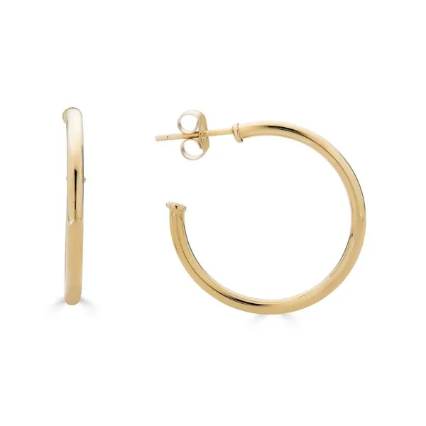 25mm Gold Hoop Earrings - 14K Yellow Gold / Thin Gold Hoops (2mm)