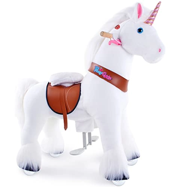 Pony Beyond Shop Ponycycle Cycle Ride On Horse for Children 4 to 9 Years Old or Up to 90 Pounds - MEDIUM SIZE PONYCYCLE (Color WHITE UNICORN)
