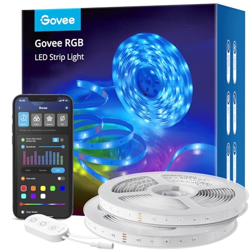 Govee LED Strip Lights, Smart WiFi APP Control RGB Colour Changing Music Sync Strips Lights for Home Kitchen Bedroom TV ChristmasParty, Works with Alexa, Google Assistant, 2 Rolls of 5m - 10M