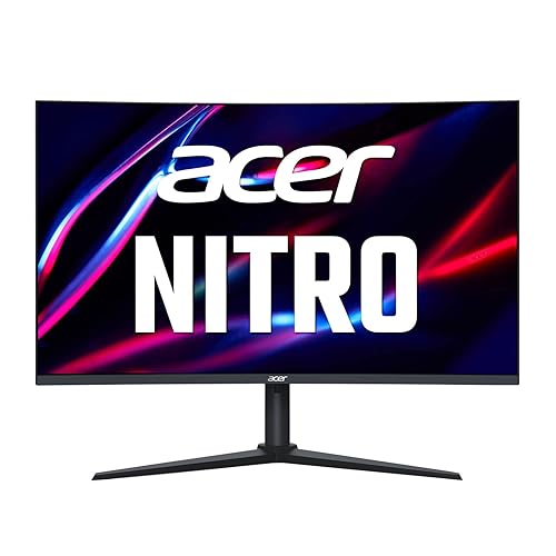 Acer Nitro 31.5" FHD 1920 x 1080 1500R Curved PC Gaming Monitor | AMD FreeSync | 75Hz Refresh | 1ms VRB | VESA Mountable | Height, Tilt, Swivel Adjustable | 1 x HDMI 1.4 Port & VGA | XZ320QR bih,Black - FHD - 31.5-inch